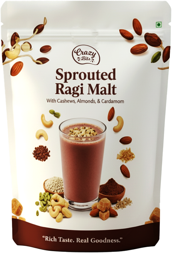 Crazy bits - Sprouted Ragi Malt - Indian Natural Medicine - PNG